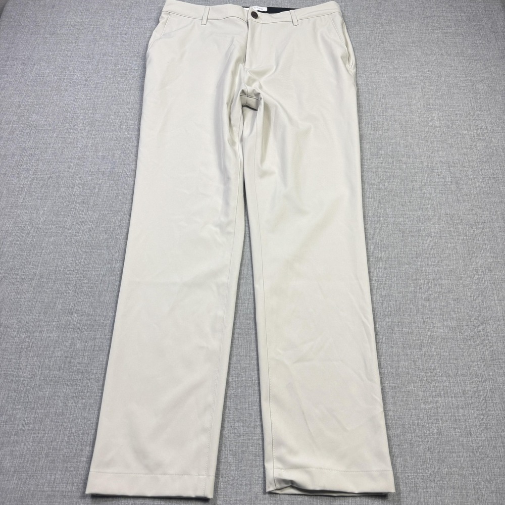 Mott & Bow Pants Mens 33x30 Beige Polyester Microfiber Flat Front Pockets